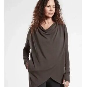 Athleta Walnut Brown Purana Wrap Sweatshirt Cardigan